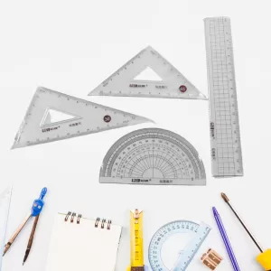 4pcs Ruler Suit Stationery Set For School Student Office Draft Rulers