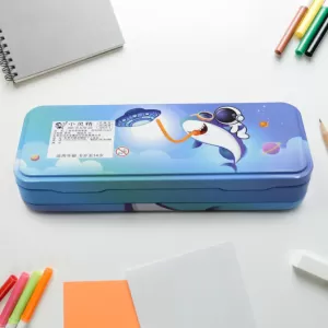 Metal Pencil Box Pencil Case Double Compartment For Kids