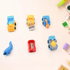 Pencil And Eraser Set Construction Truck Theme