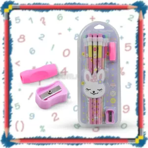 Cute Rabbit Bear Drawing Graphite Writing Pencil Set