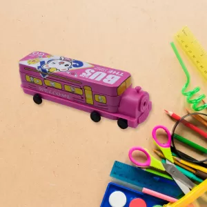 Magic Bus Compass 2 Layer Metal Pencil Case with Movable Wheels
