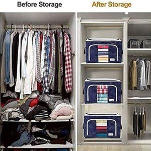 Foldable Steel Frame Clothes Storage Organizer Bag 66L