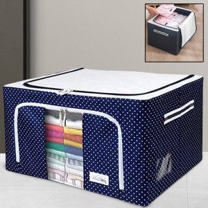 Foldable Steel Frame Clothes Storage Organizer Bag 66L