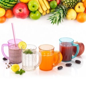 Stylish Juice Glass with Handle 2PC Unbreakable Beer Tasting Glasses