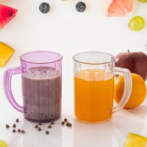 Stylish Juice Glass with Handle 2PC Unbreakable Beer Tasting Glasses