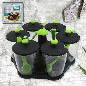 Multipurpose 6 Piece Spice Container Rack with Spoons