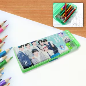 Cartoon Printed Pencil Case As Multipurpose Compass Box