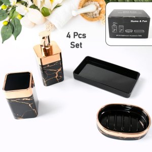 Bathroom Accessories Set Complete Bath Decor 4 Piece