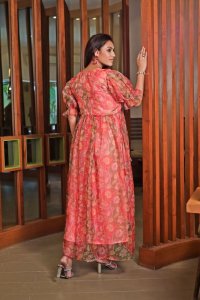 Floral Print Pure Organza Printed Maxi Dress Elegant Summer Fashion