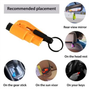 Emergency Safety Cutter Keychain Glass Breaking & Seat Belt Cutting