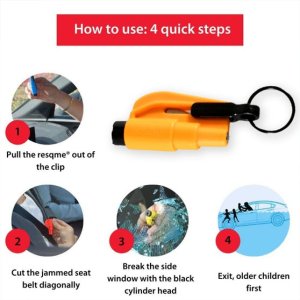 Emergency Safety Cutter Keychain Glass Breaking & Seat Belt Cutting