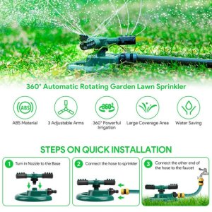 360 Degree 3 Arm Sprinkler for Garden and Lawn Watering