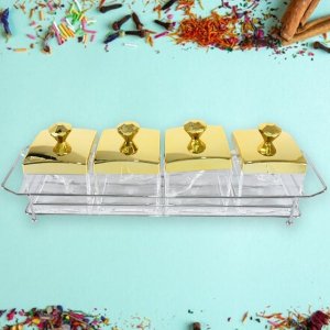 Storage Jar Set with 4 Jars Tray & Spoons Home Kitchen