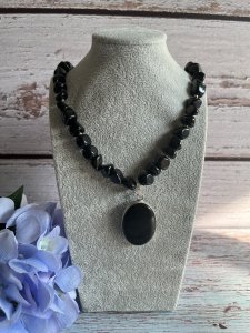 Stylish Black Agate Necklace for Women-Handmade Jewelry