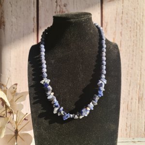 Elegant Agate Necklace with Lapis Lazuli Chips-Handmade Jewelry