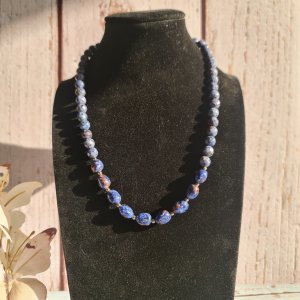 Dazzling Blue Speckled Agate Necklace-Handmade Jewelry