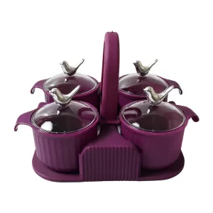 Multipurpose Silver Sparrow Jar Dry Fruit Set for Home