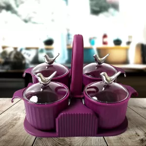 Multipurpose Silver Sparrow Jar Dry Fruit Set for Home