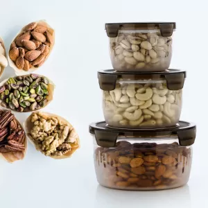 Plastic Food Storage Container with Air Tight Lid  Kitchen Food 3 PCS Set