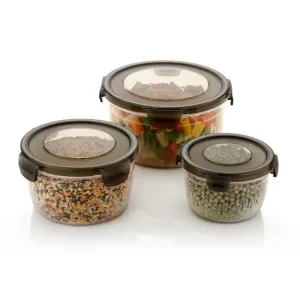 Plastic Food Storage Container with Air Tight Lid  Kitchen Food 3 PCS Set