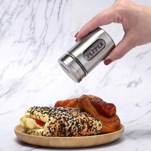 Adjustable Salt Pepper Shakers Stainless Steel Glass Set