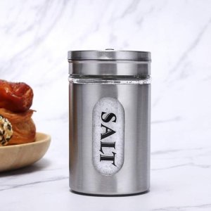Adjustable Salt Pepper Shakers Stainless Steel Glass Set