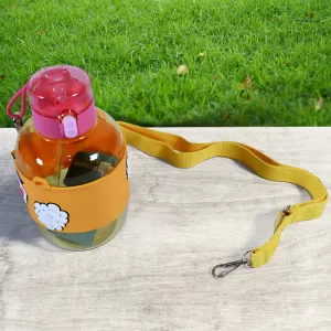 Cute Plastic Water Bottle with Adjustable Strap   Potable Drinking Cup for Kids
