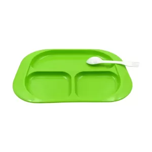 Plastic Food Plates 3 Compartment Square Plate