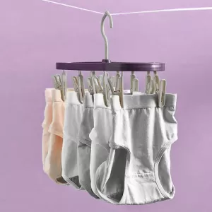 Clothespin Rack Laundry Drying Hanger with 8 Clips