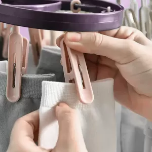 Clothespin Rack Laundry Drying Hanger with 8 Clips