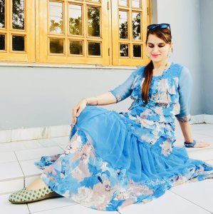 Soniya Swtshw Ethnic Motifs Printed Embellished details maxi ethnic flare dress with hem