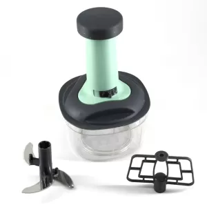 Manual Food  Chopper Cutter and Mixer Set Hand Push Vegetable Chopper with 3 Blades Stainless Steel Set for Kitchen Tasks