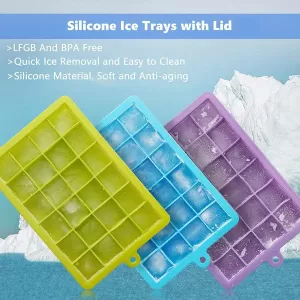 Silicone Ice Cube Trays with 24 Cavities Each Tray