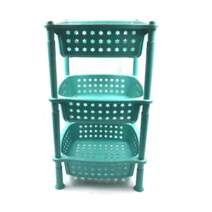 3 Layer Round Kitchen Trolley Basket for Storage