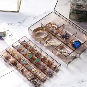 2 Layer Acrylic Jewelry Storage Box Dustproof Earring Box