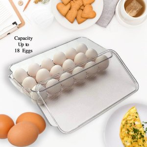 Plastic 18 Cavity Egg Storage Box with Lid & Handles