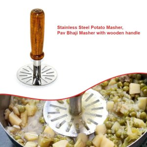 Stainless Steel Potato Masher with Wooden Handle