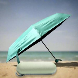 5 Fold Umbrella Capsule Case Wind Sun Rainproof Easy Carry