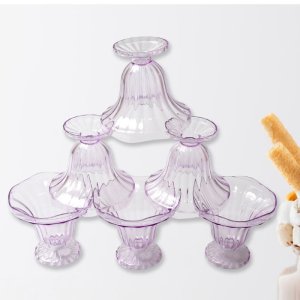 Crystal Plastic Ice Cream Bowl Set of 6 for Desserts