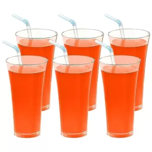 Stylish Look Plastic Juicy Glass Transparent Glasses Set 300ml 6Pcs