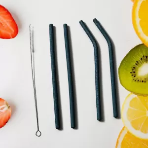 Reusable Steel Straws with Brush for Tumbler 5 Pcs