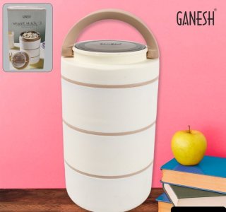 Smart Stack 3 Layer Portable Lunch Box Steel Airtight