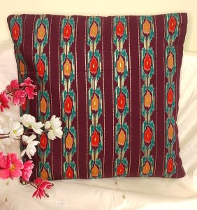Maroon Colour - Bagru print - Cotton Fabric - 16X16 Inch size - Set of Five Cushion Covers for Sofa