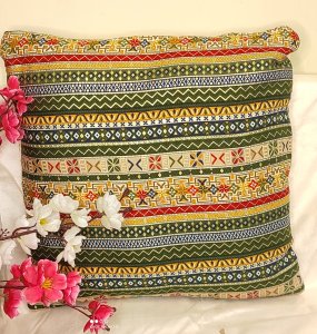 Multi Colour - Bagru print - Cotton Fabric - 16X16 Inch size - Set of Five Cushion Covers for Sofa