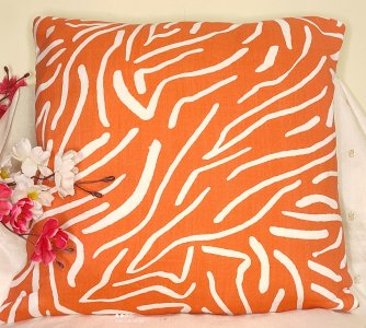 Orange and white colour, Printed Cotton Fabric, 16X16 Inch Cushion Covers for Sofa