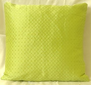 Light Green Colour Brocade Fabric 16X16 Inch Cushion Covers for Sofa