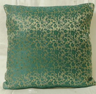 Dark Green Brocade Fabric, 16X16 Inch size - Set of Five Cushion Covers for Sofa