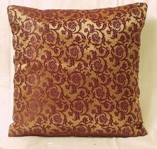 Maroon Colour, Brocade Fabric, 16X16 Inch size - Set of Five Cushion Covers for Sofa