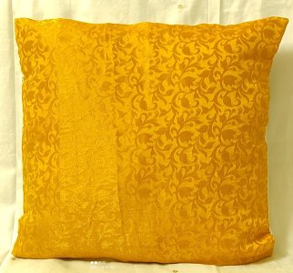 Bright Yellow, Brocade Fabric, 16X16 Inch size - Set of Five Cushion Covers for Sofa