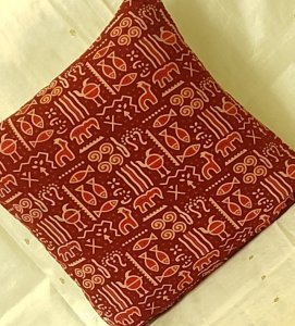 Maroon Colour Pritned Cotton 16X16 Inch Cushion Covers for Sofa